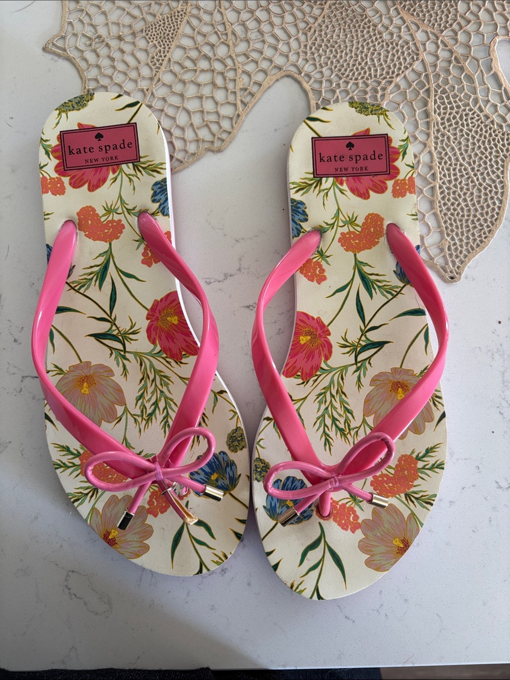 kate spade Pink Floral Bow Sandals